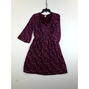 Old Navy Dress Women’s Medium Purple Floral Short Sleeve 100% Rayon